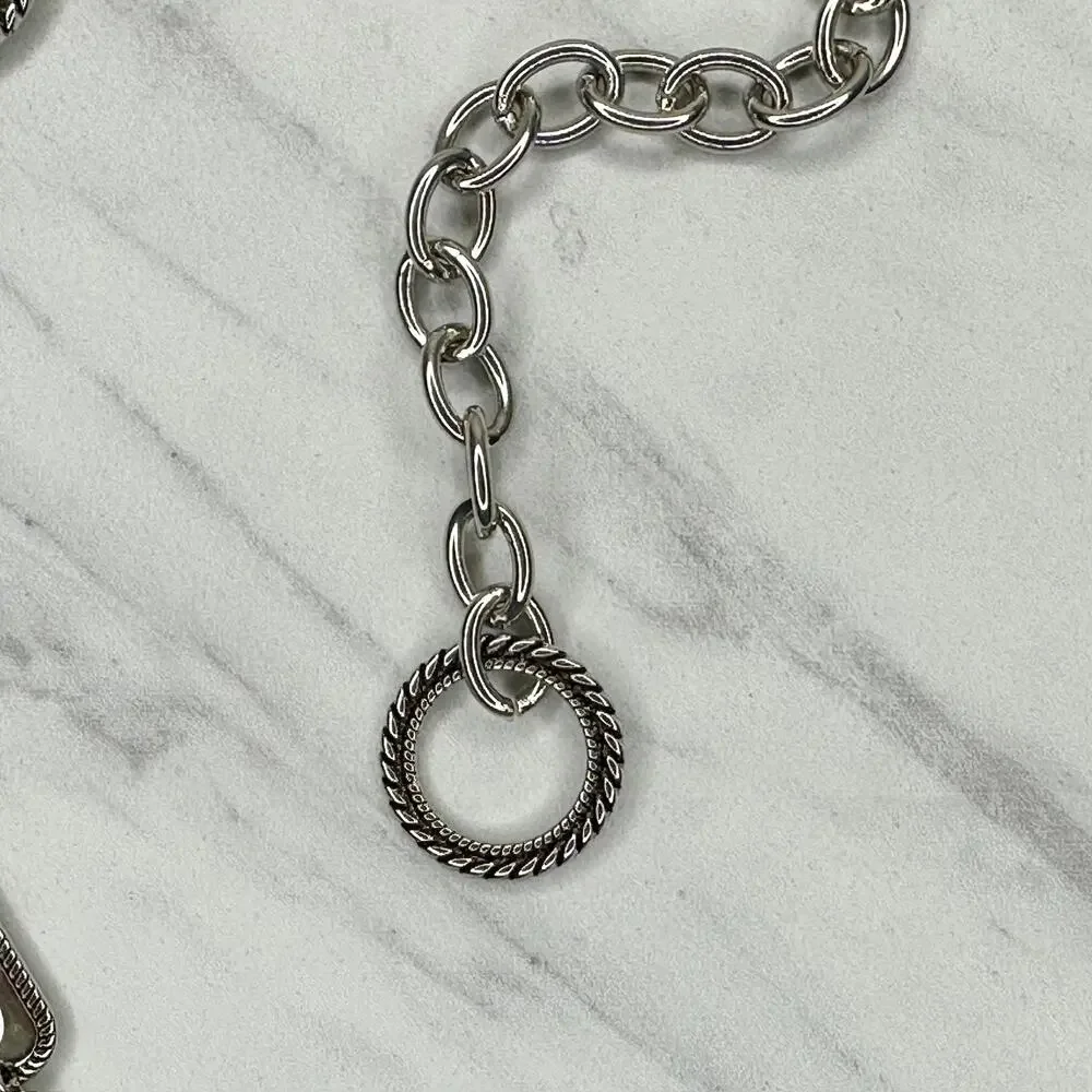 Textured Silver Chain Belt Rectangle Rope Large/XL (L/XL) ✨